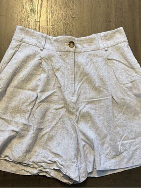 Alex Marie Light Blue High-Waist Pleated Shorts